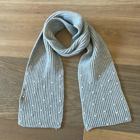 Zara Pearl Knit Scarf Gray - Picture 1 of 6